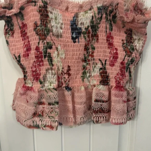 Nicholas Lilac Floral Shirred Crop Top Size 4 Small - Picture 10 of 12